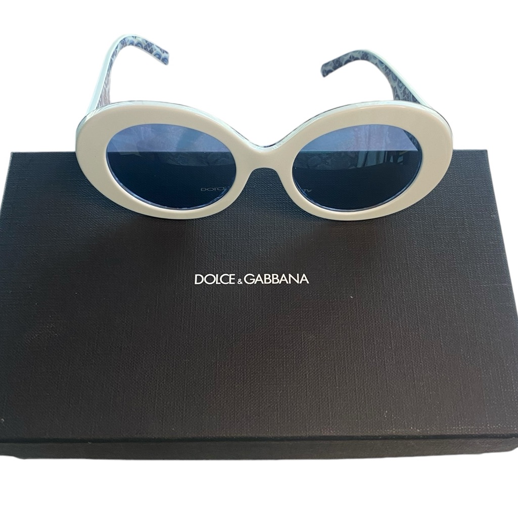 Authentic Dolce & Gabbana Dg 4448 White/Blue Silver 51/20/145 Women Sunglasses